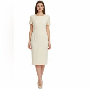 Donna Morgan Sheath Pearl Beaded Midi Dress